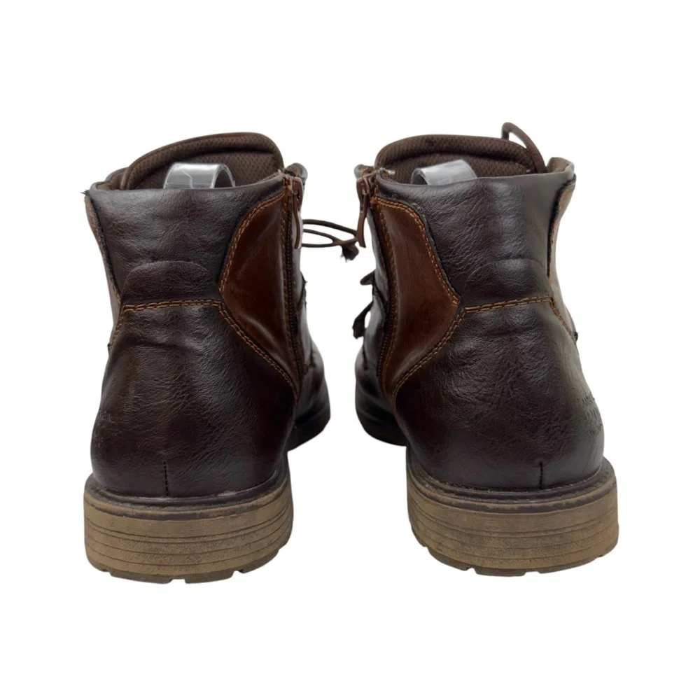 AMAPO Men Oxford Boots Buckle Dress Lace Up Boots Lace-Up Side Zip SZ 11